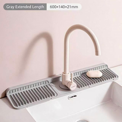 Silicone Faucet Splash Guard Mat - Sloped Drain Sink Water Catcher for Kitchen & Bathroom