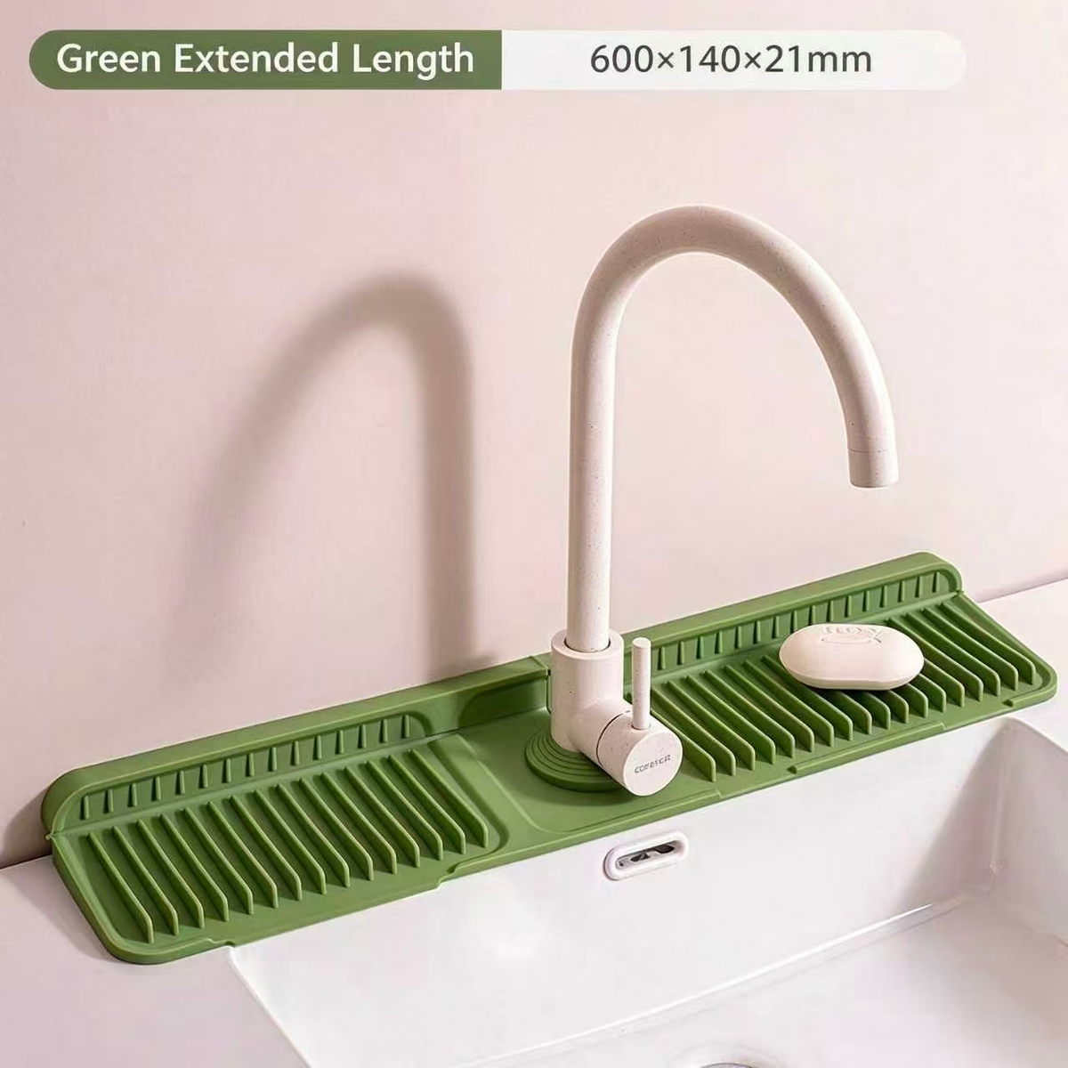 Silicone Faucet Splash Guard Mat - Sloped Drain Sink Water Catcher for Kitchen & Bathroom