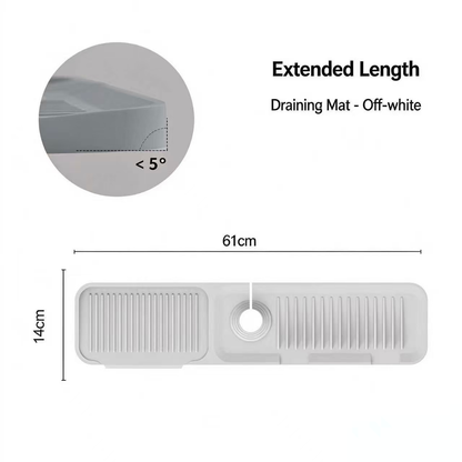 Silicone Faucet Splash Guard Mat - Sloped Drain Sink Water Catcher for Kitchen & Bathroom