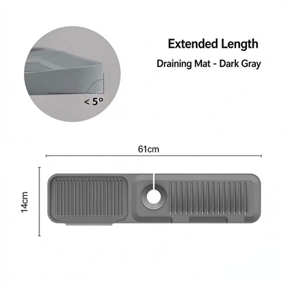 Silicone Faucet Splash Guard Mat - Sloped Drain Sink Water Catcher for Kitchen & Bathroom