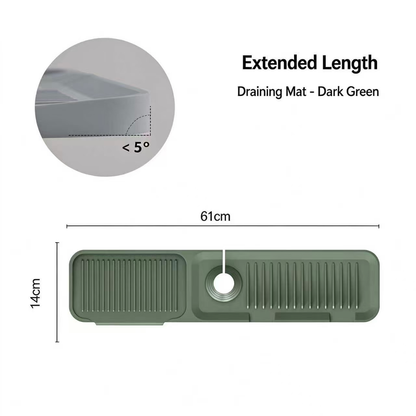 Silicone Faucet Splash Guard Mat - Sloped Drain Sink Water Catcher for Kitchen & Bathroom