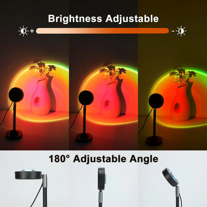 Upgraded Sunset Lamp Projector - 180° Rotating, 16 RGB LED Colors, 4 Modes
