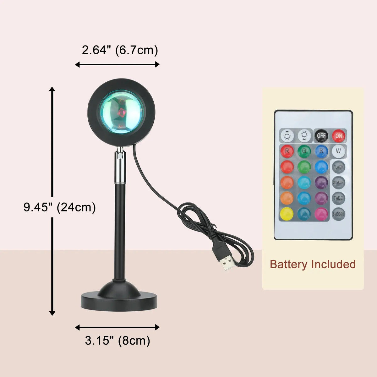 Upgraded Sunset Lamp Projector - 180° Rotating, 16 RGB LED Colors, 4 Modes