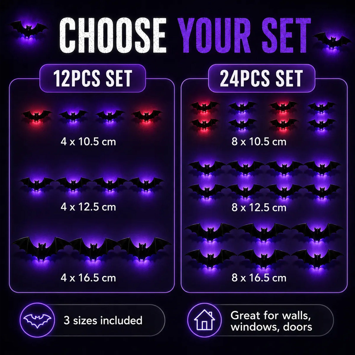 8 Pieces Halloween LED Wall Stickers