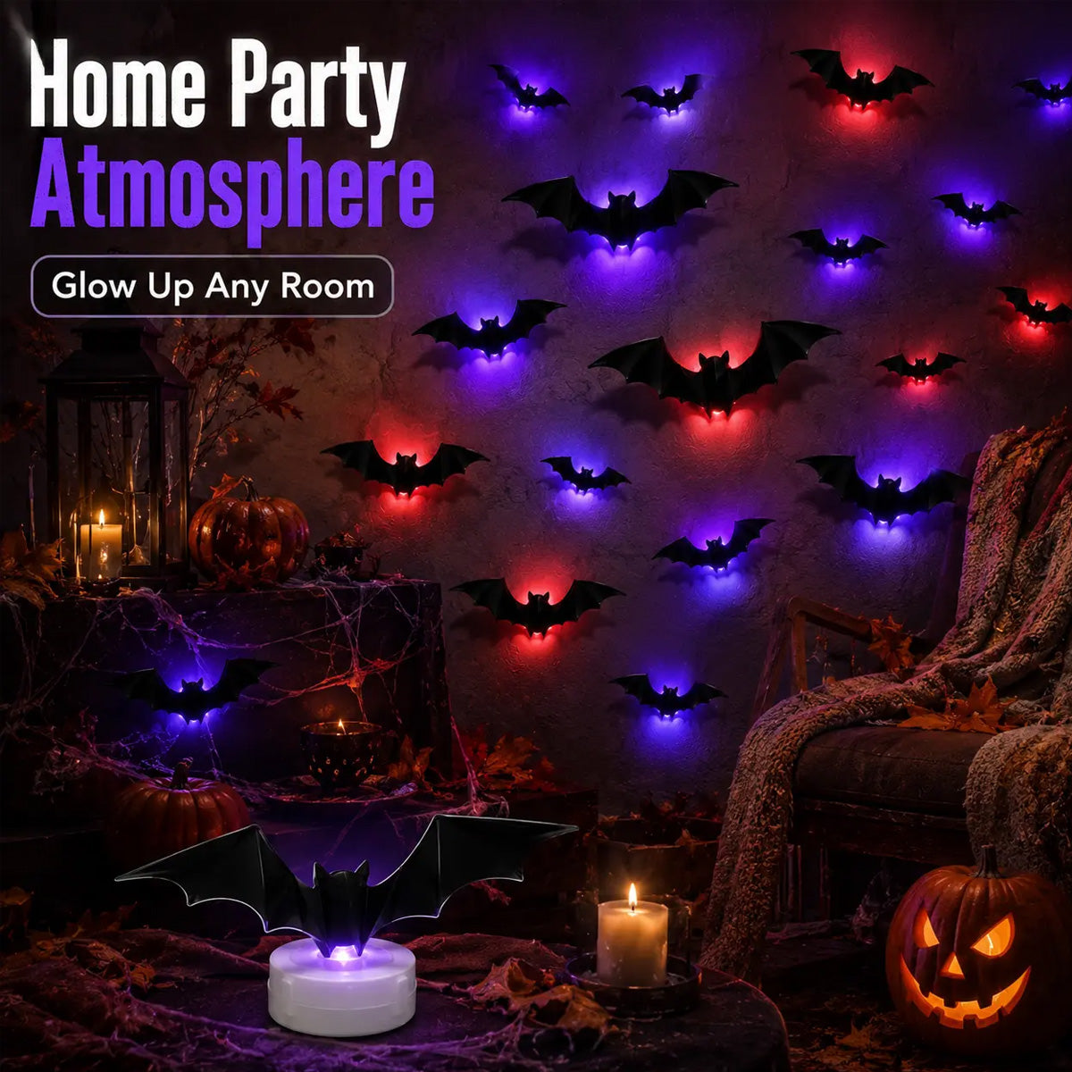 8 Pieces Halloween LED Wall Stickers
