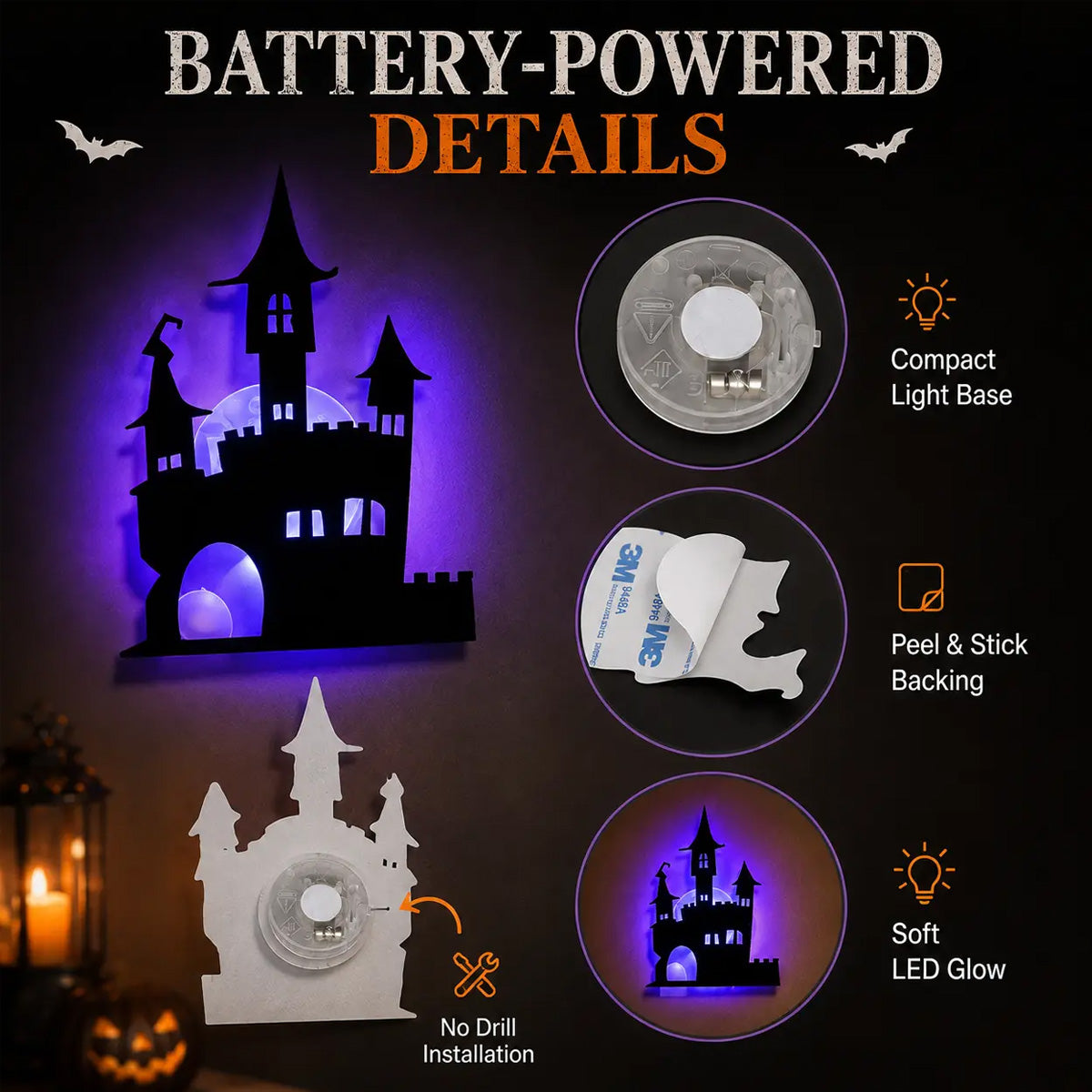 8 Pieces Halloween LED Wall Stickers