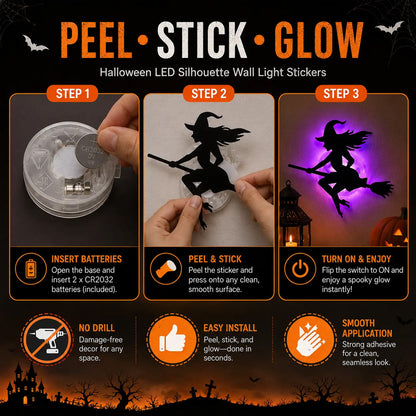 8 Pieces Halloween LED Wall Stickers