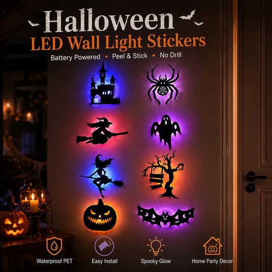 8 Pieces Halloween LED Wall Stickers