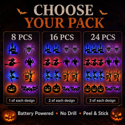 8 Pieces Halloween LED Wall Stickers