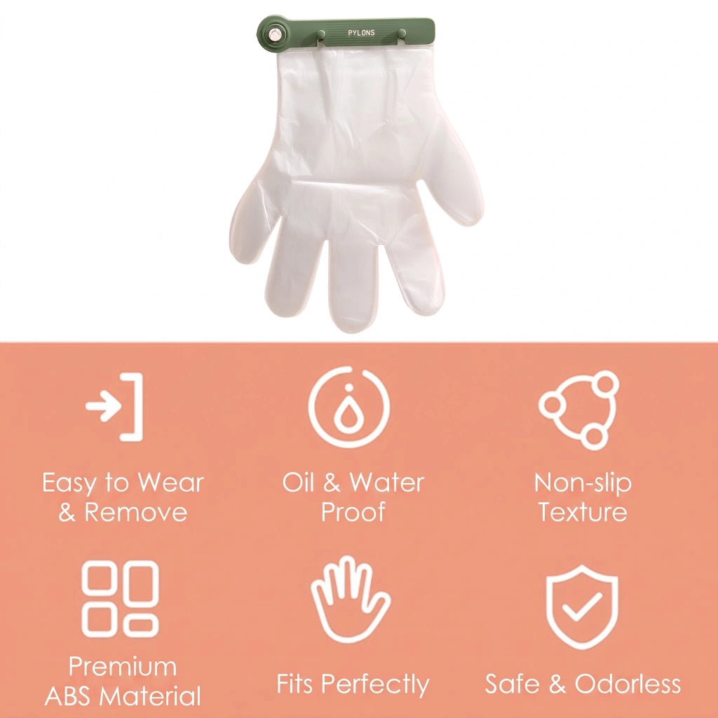 Wall-Mount Disposable Glove Dispenser with Food-Grade PE Gloves