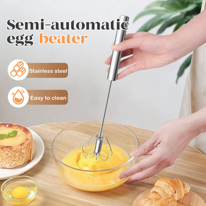 Stainless Steel Hand-Push Rotary Whisk