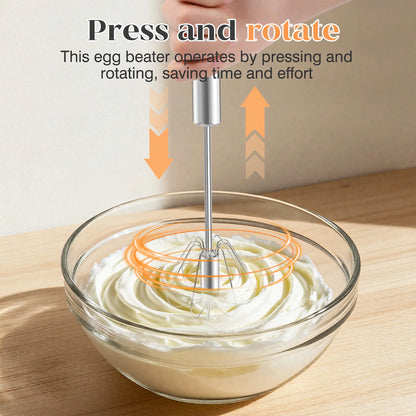 Stainless Steel Hand-Push Rotary Whisk