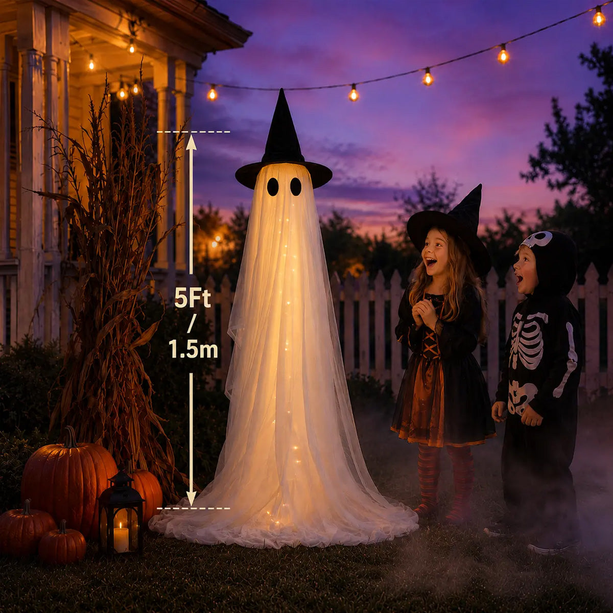 Halloween Lighted Ghost Decor Set