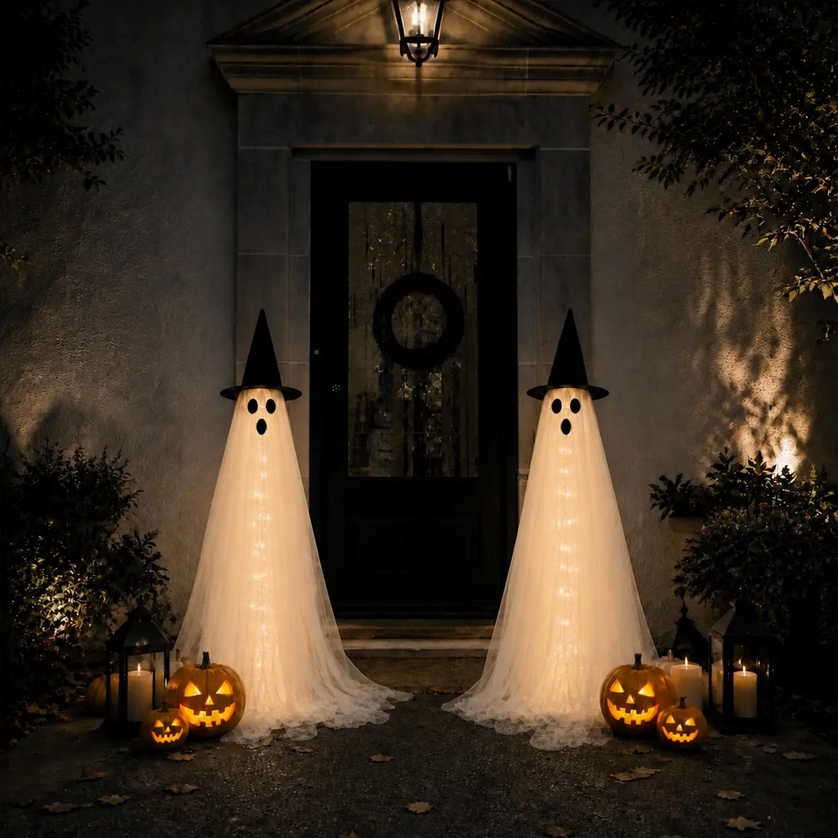 Halloween Lighted Ghost Decor Set