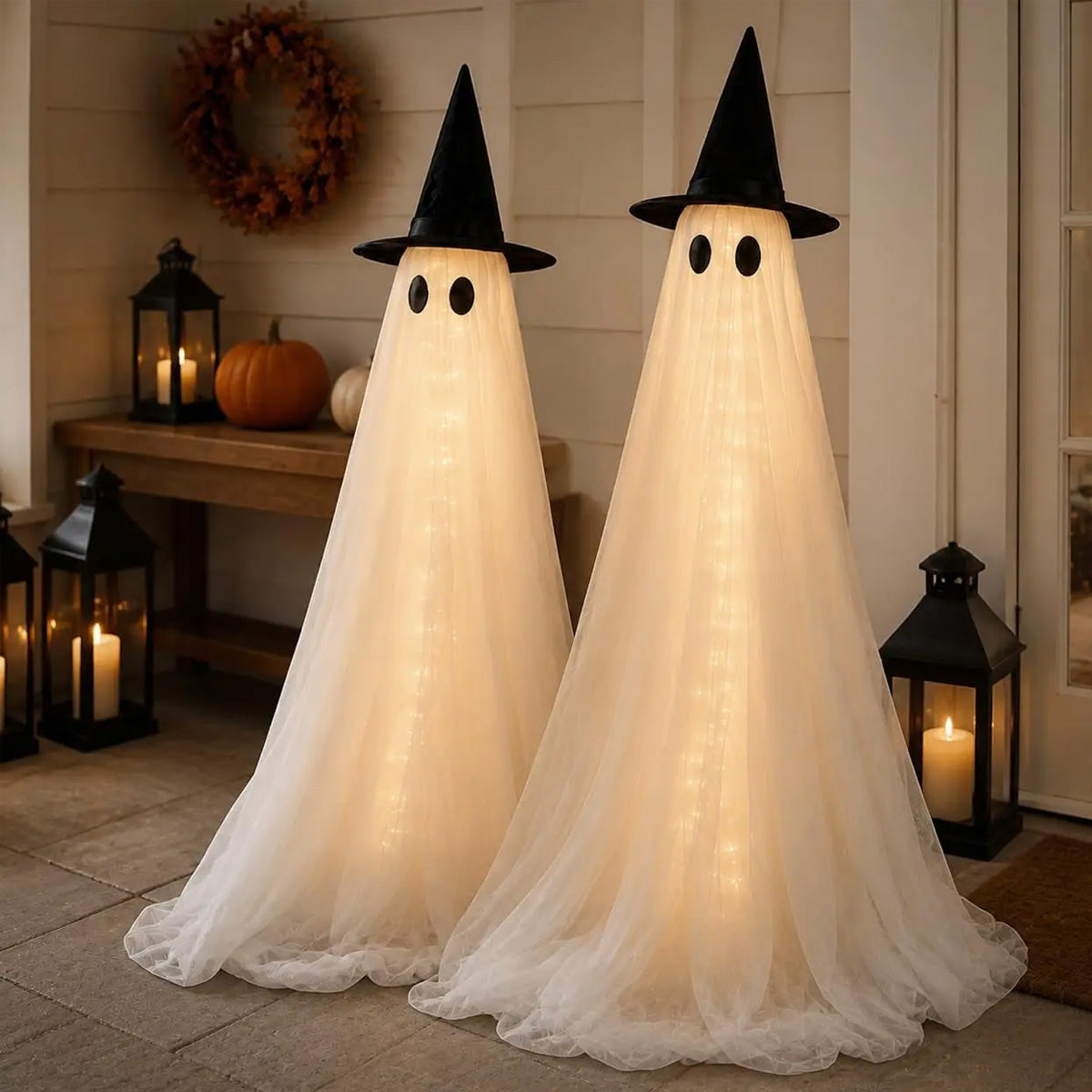 Halloween Lighted Ghost Decor Set