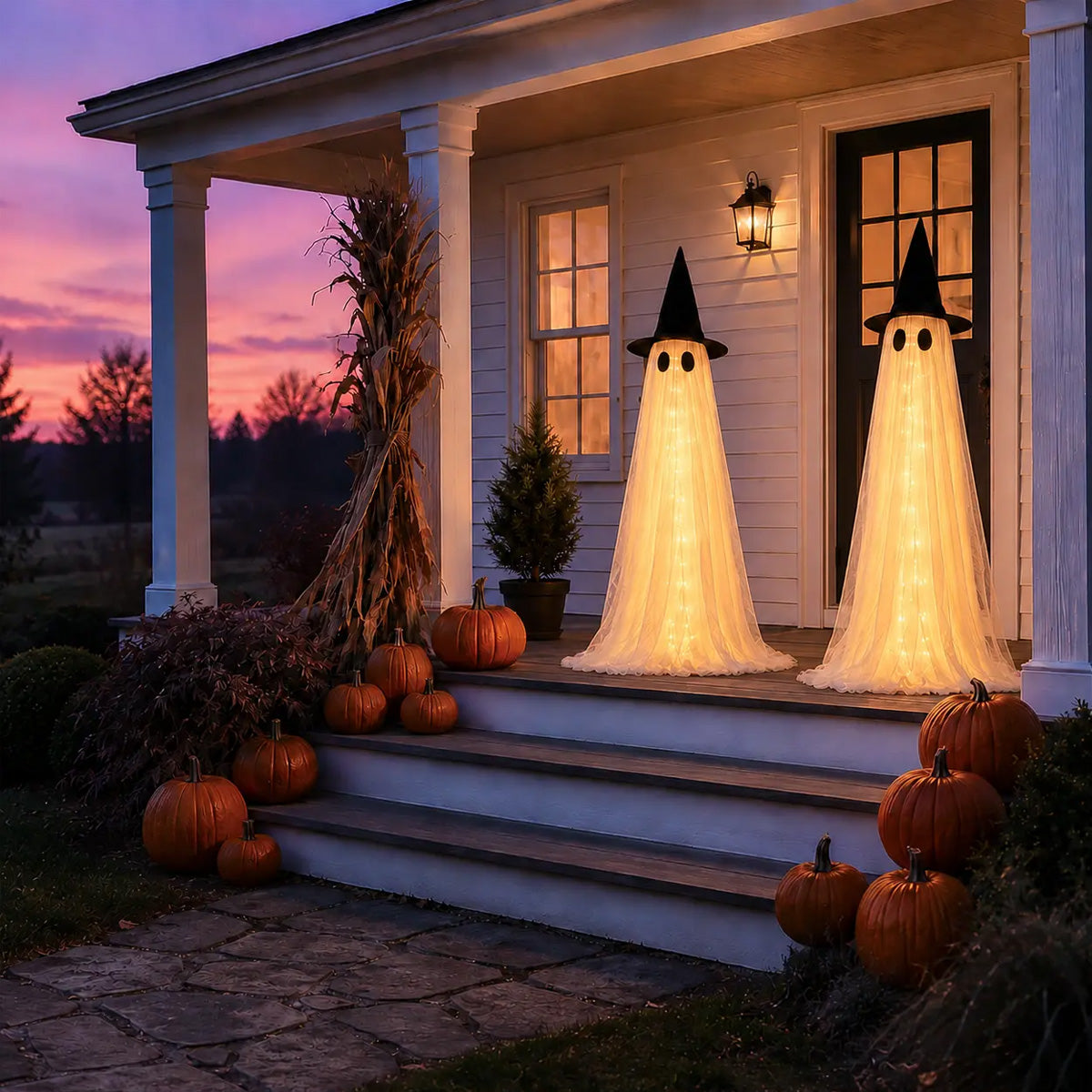 Halloween Lighted Ghost Decor Set