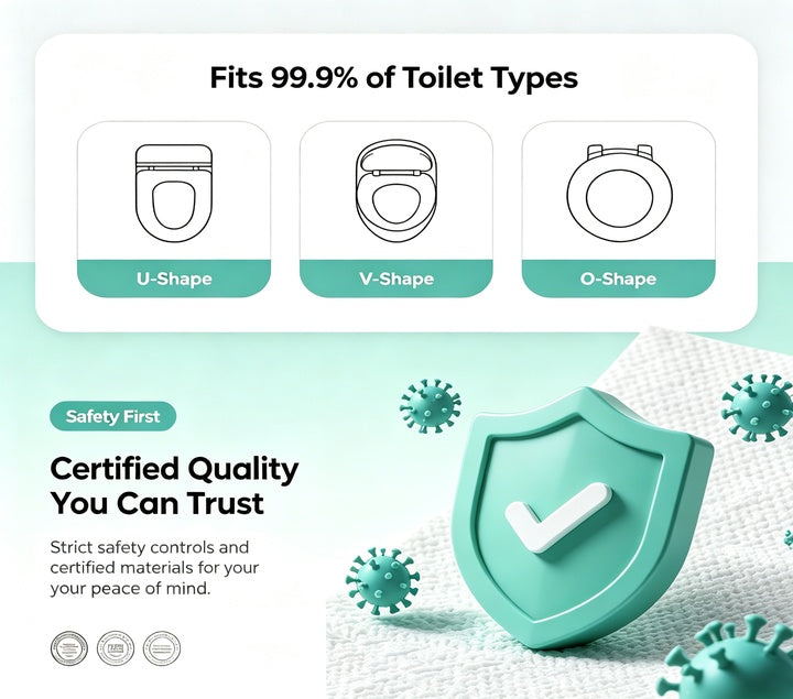 Fits 99.9% of Toilets, Certified Safe