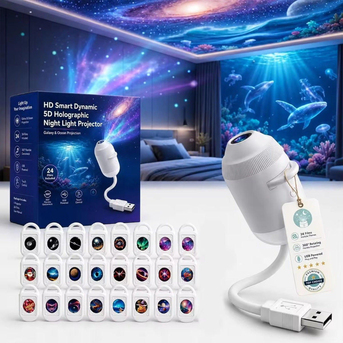 2-in-1 Galaxy Projector Night Light