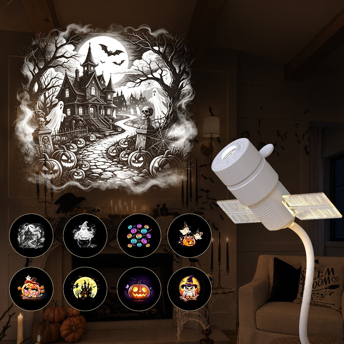 2-in-1 Christmas & Halloween Projector Night Light