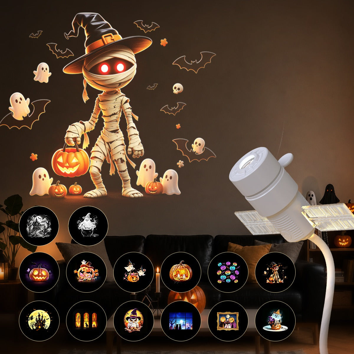 2-in-1 Christmas & Halloween Projector Night Light