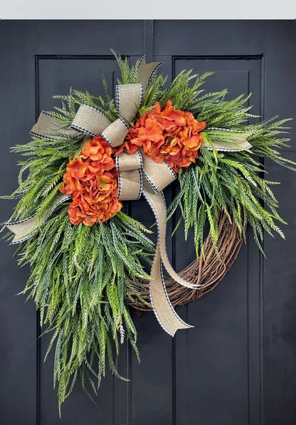 Handcrafted Rustic Hydrangea Wreath Cozy & Inviting Decor