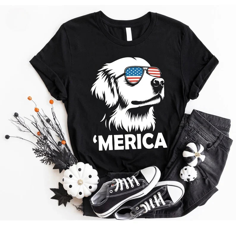 Merica Golden Retriever Shirt | 4th of July Dog Shirt