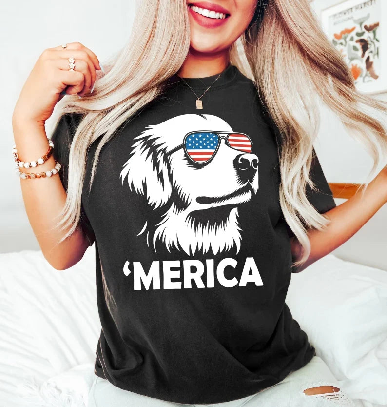 Merica Golden Retriever Shirt | 4th of July Dog Shirt