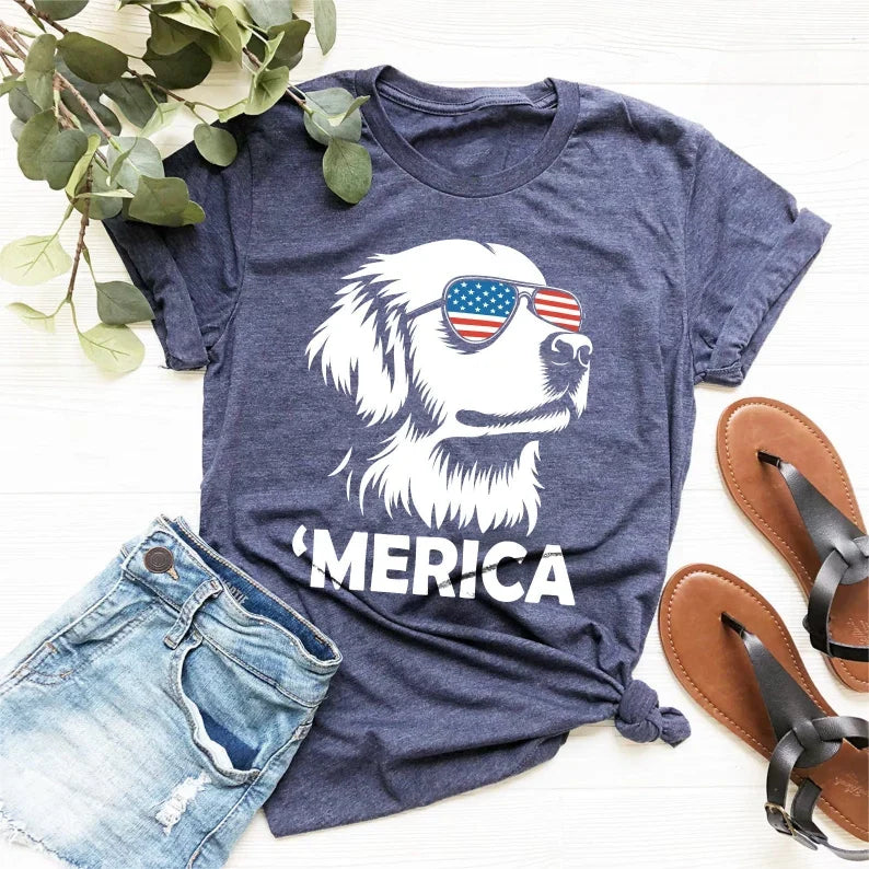 Merica Golden Retriever Shirt | 4th of July Dog Shirt