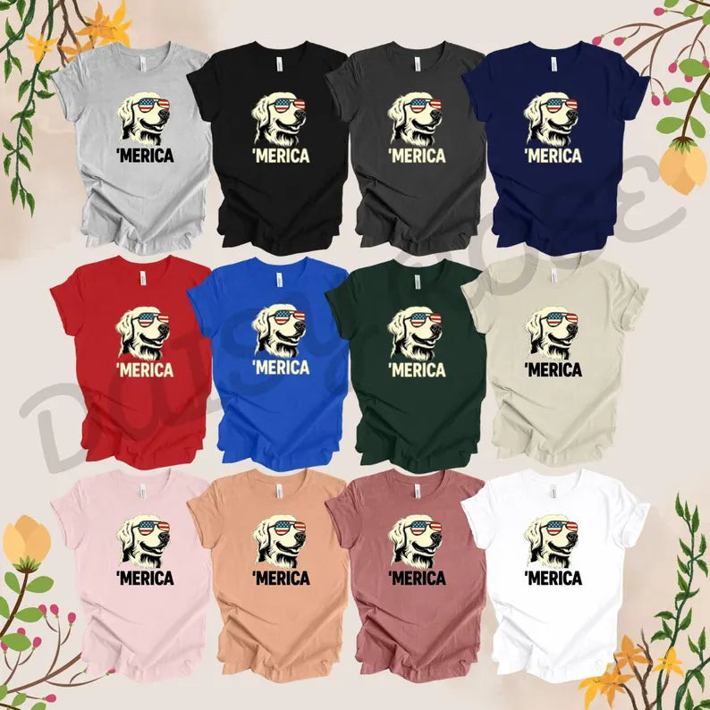 Merica Golden Retriever Shirt | 4th of July Dog Shirt