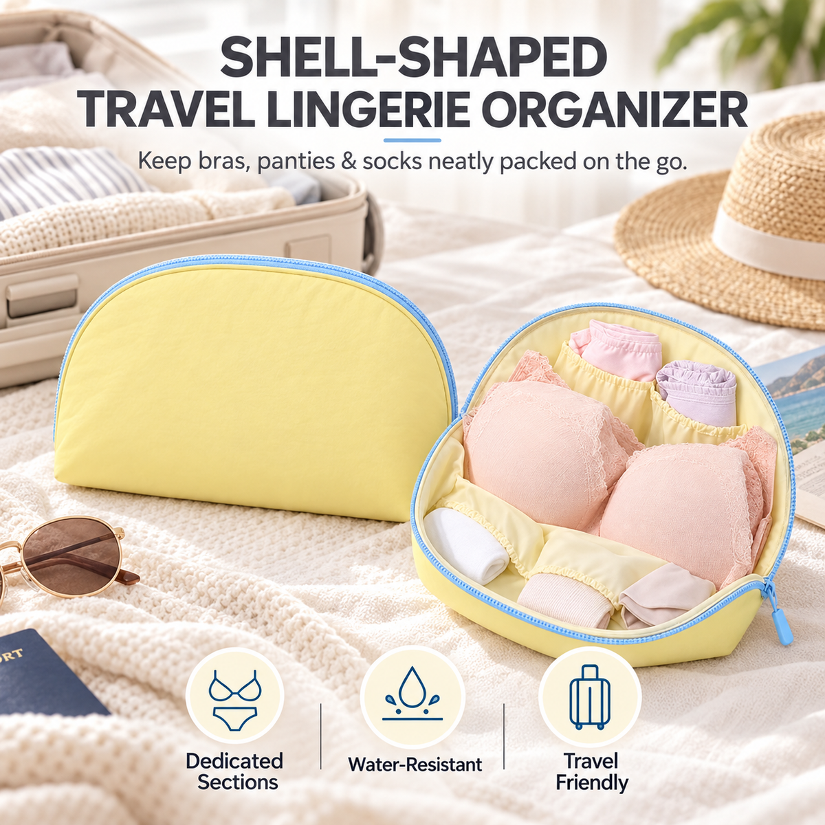 3-in-1 Waterproof Portable Travel Underwear Organizer Bag