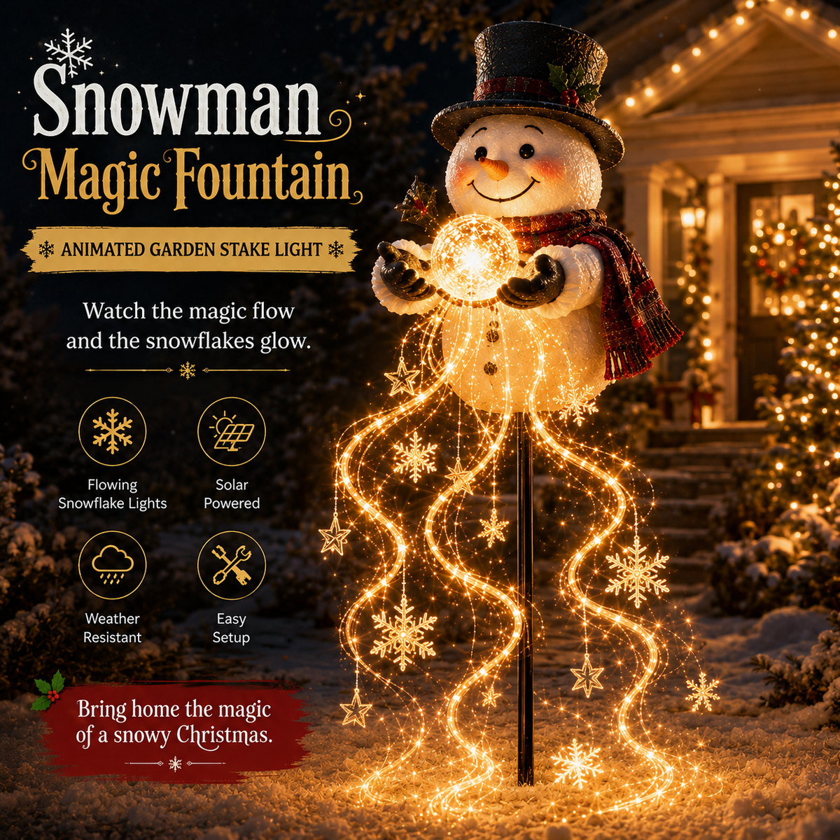 nowman Magic Fountain -Flowing Snowflake LED Christmas Garden Light