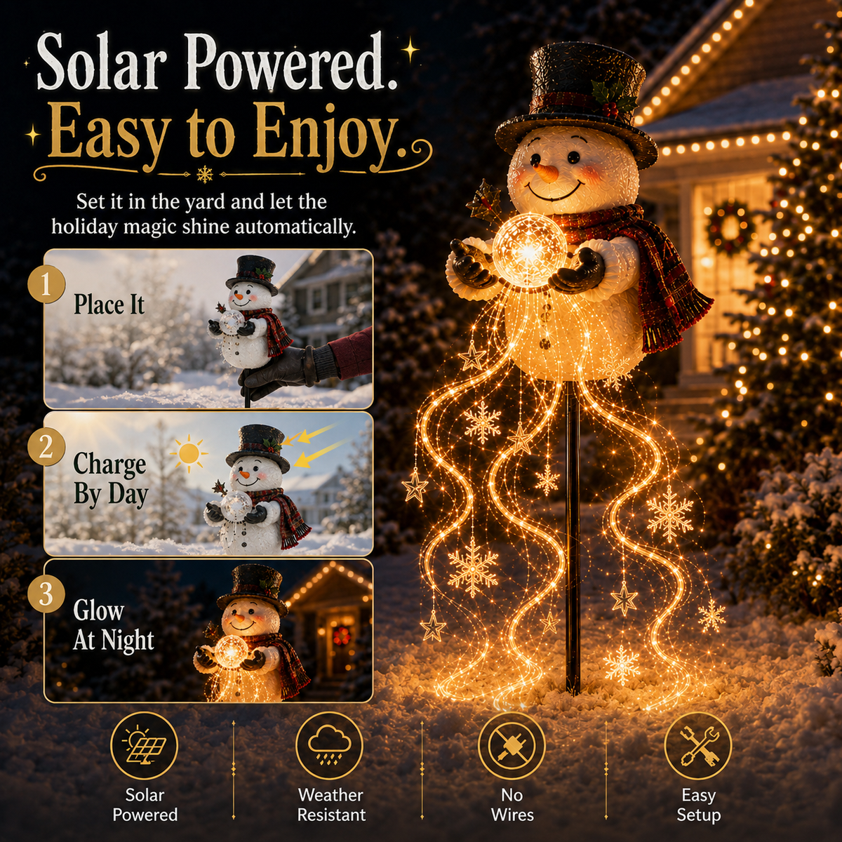 nowman Magic Fountain -Flowing Snowflake LED Christmas Garden Light