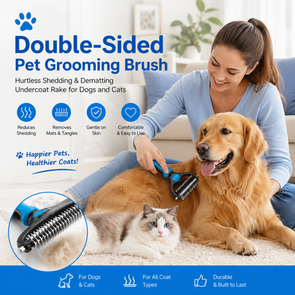 The Last Brush You'll Ever Need Double-Sided Pet Grooming Rake