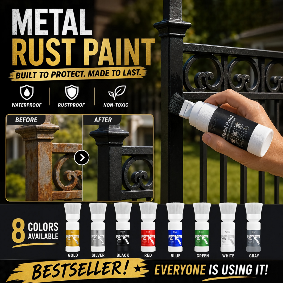 Time-Limited Special Refresh paint surfaces in one simple spray! Water-Based Metallic Silver Paint with Built-in Brush
