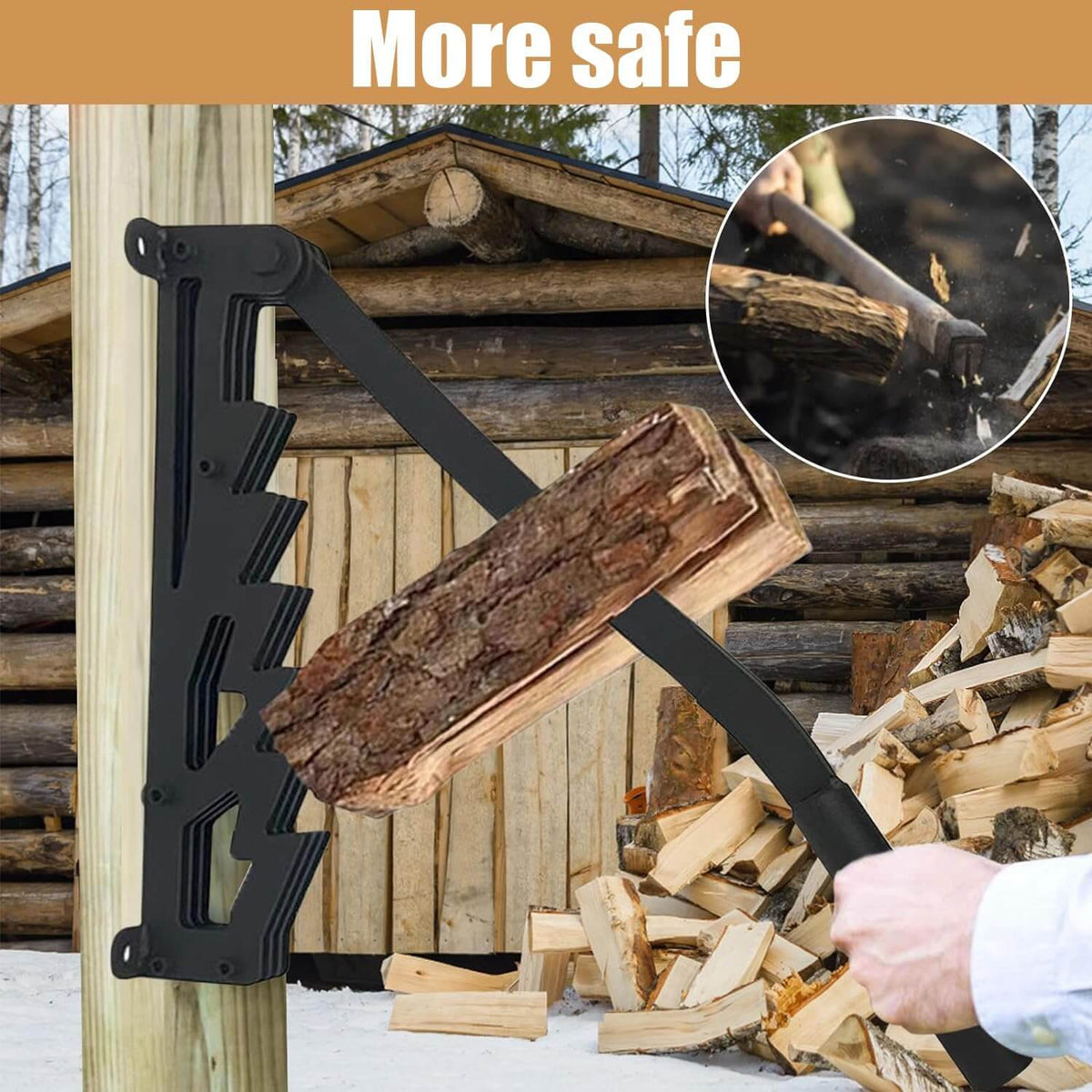 German Quality Wall Mounted Kindling Splitter, Safe Manual Firewood Splitting Tool