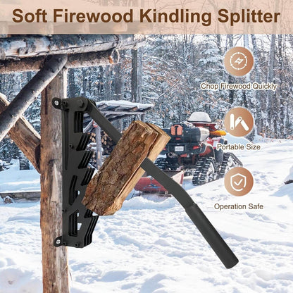 German Quality Wall Mounted Kindling Splitter, Safe Manual Firewood Splitting Tool