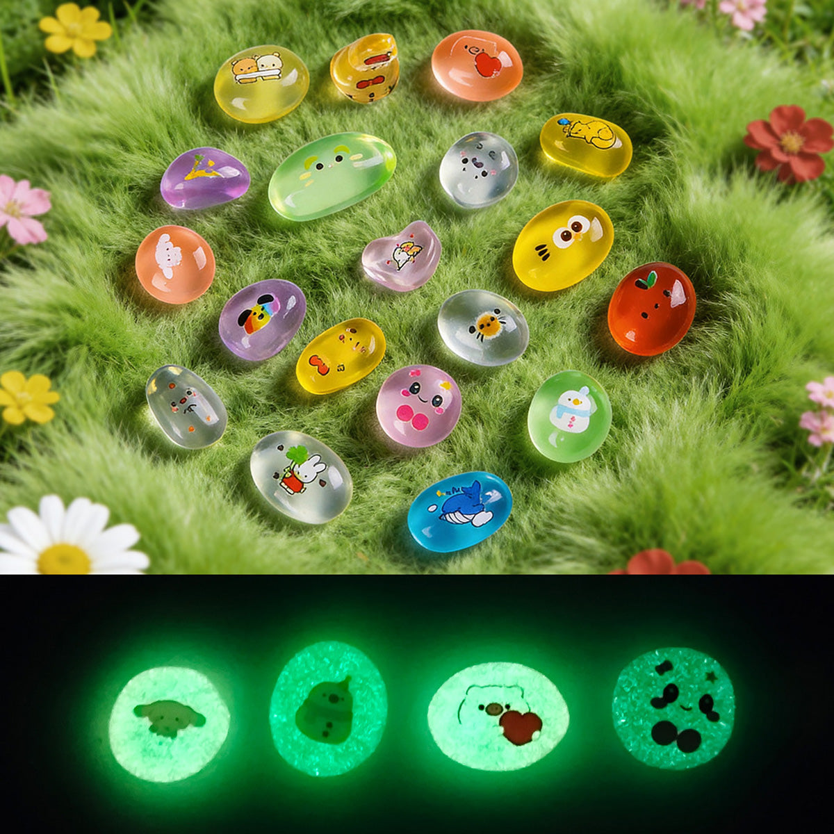 Glow in Dark Ghost Resin Bead Set