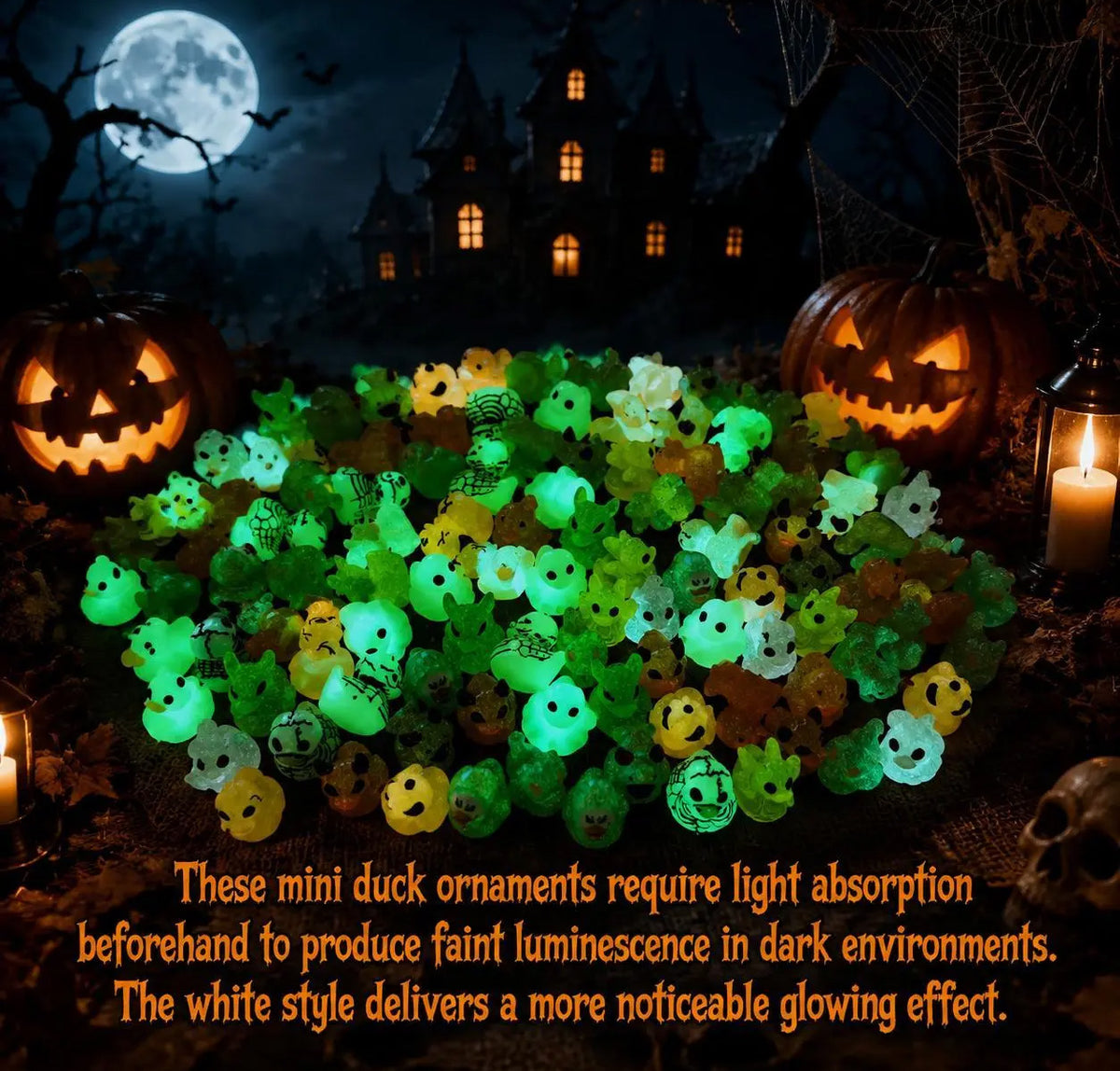 Glow in Dark Ghost Resin Bead Set