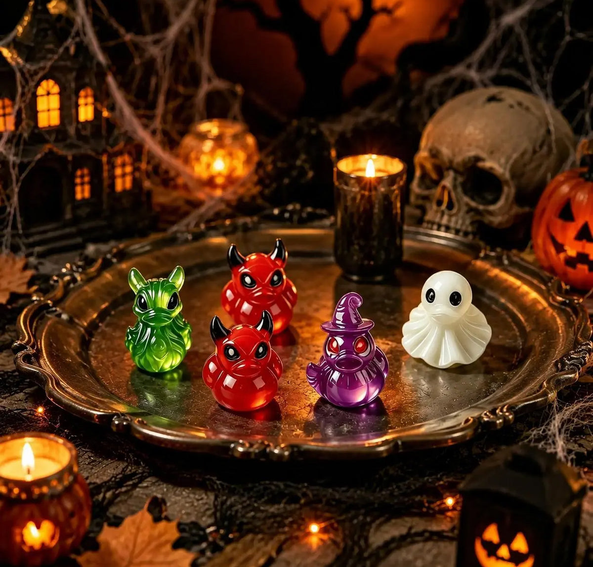 Glow in Dark Ghost Resin Bead Set