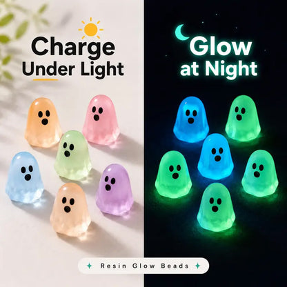 Glow in Dark Ghost Resin Bead Set