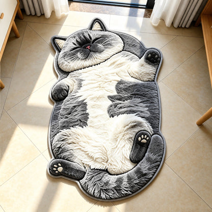 Chubby Tabby Cat Shaped Rug