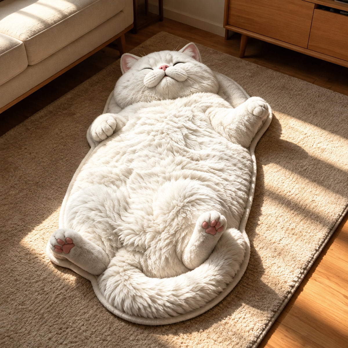 Chubby Tabby Cat Shaped Rug