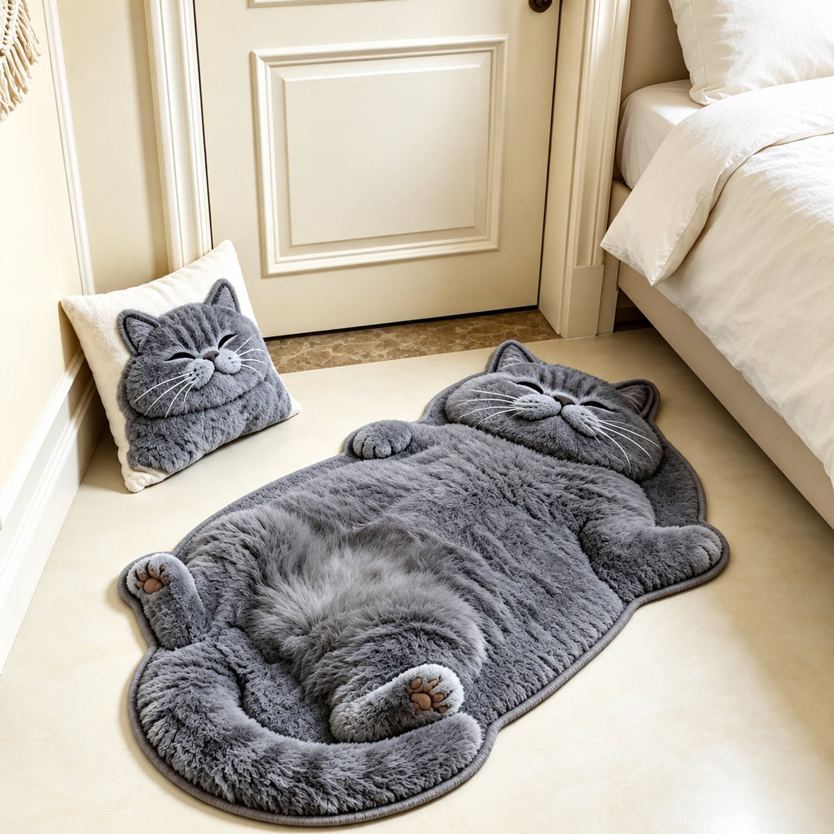 Chubby Tabby Cat Shaped Rug