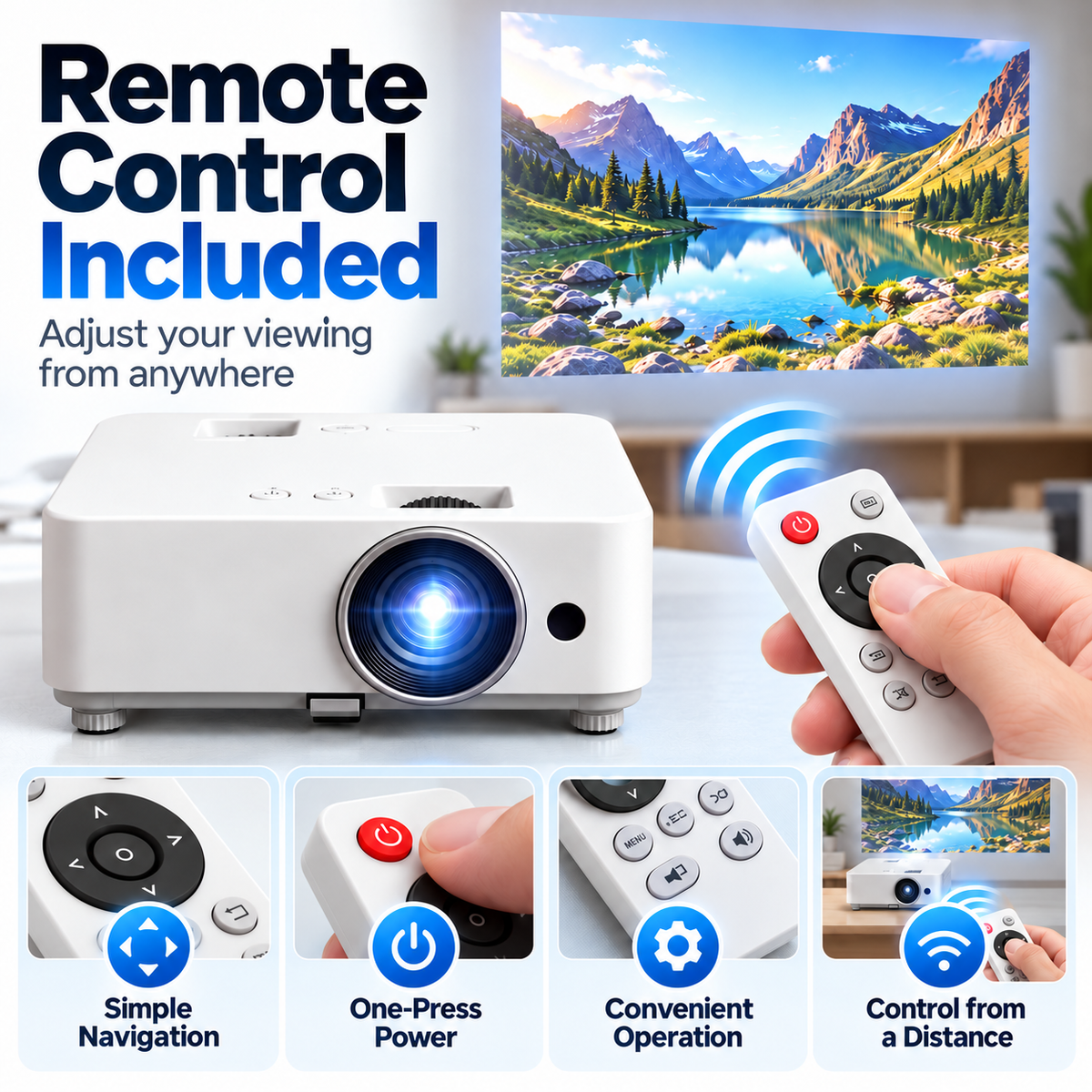 Portable Mini Projector 100' Big Screen, HDMI & USB, Remote Control Included
