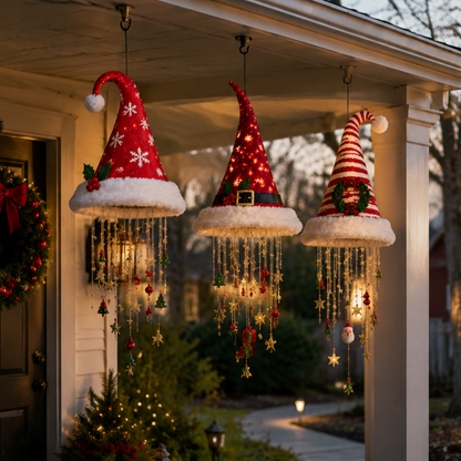Lighted Santa Hat Hanging Chandelier | 3 Styles Warm LED Christmas String Light