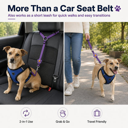 2-in-1 Dog Car Seat Belt & Walking Leash