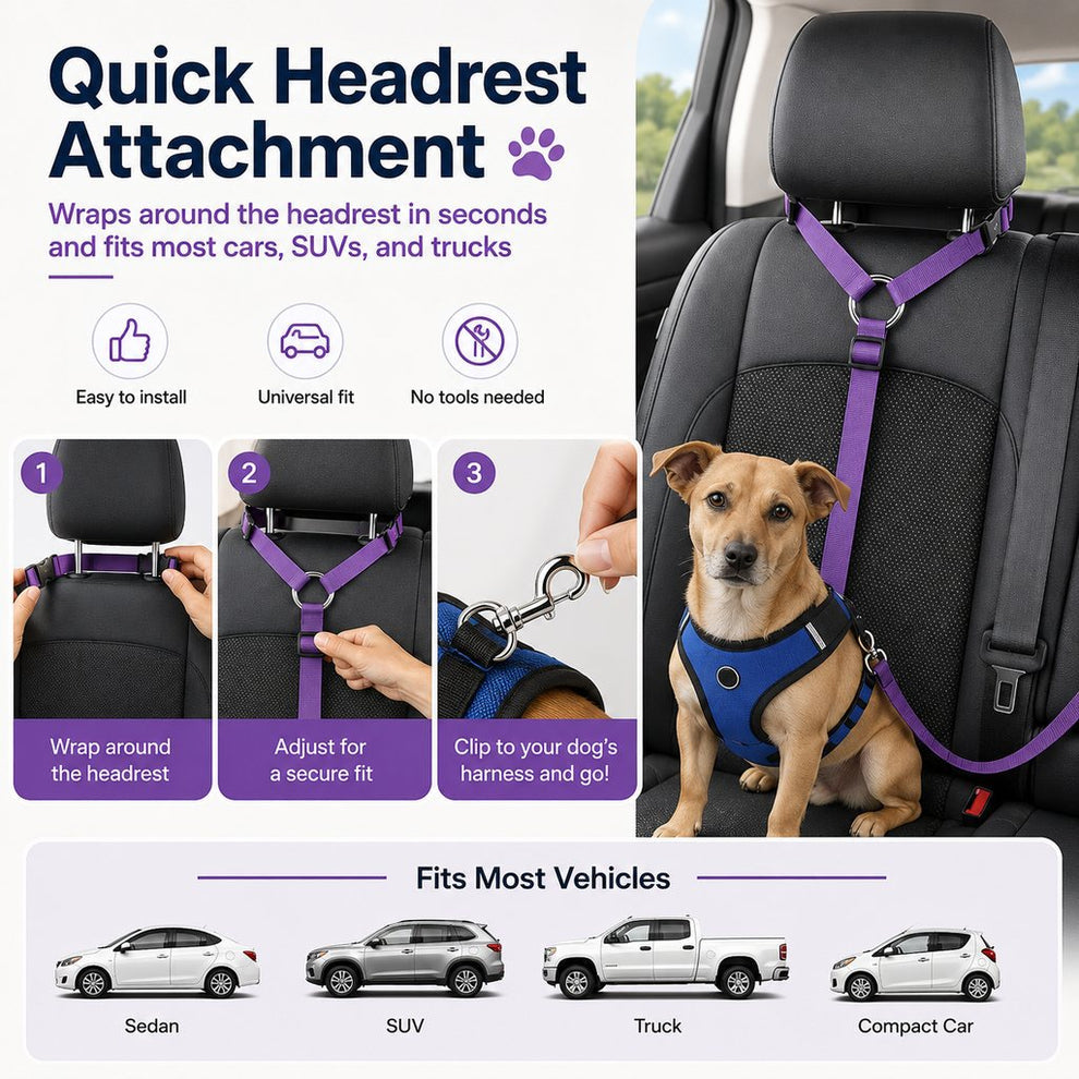2-in-1 Dog Car Seat Belt & Walking Leash