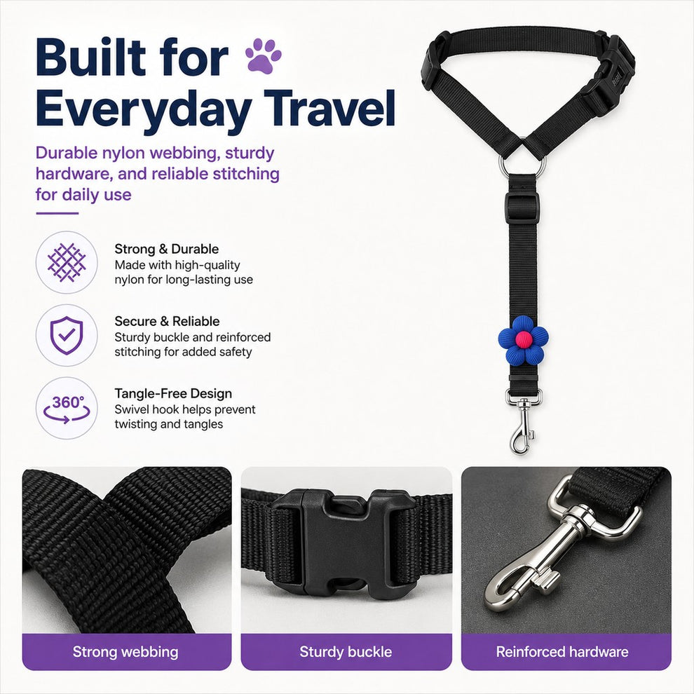 2-in-1 Dog Car Seat Belt & Walking Leash