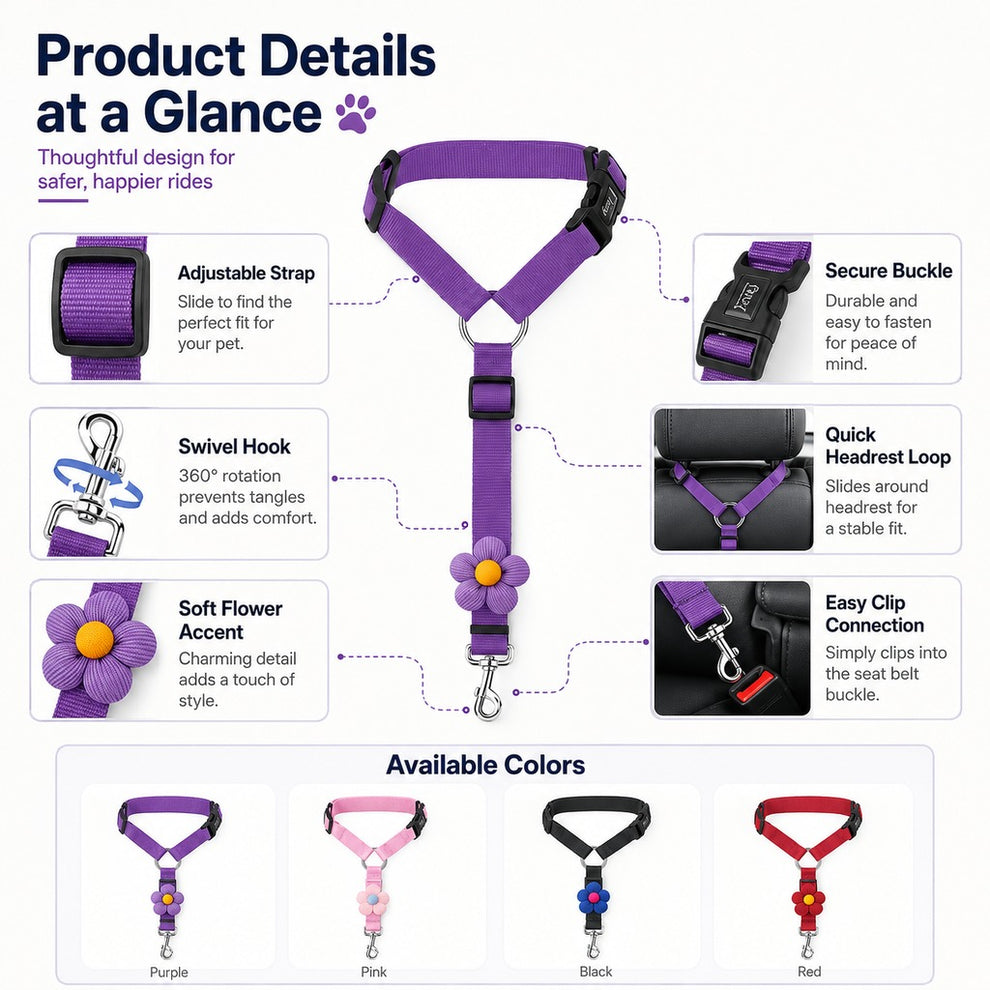 2-in-1 Dog Car Seat Belt & Walking Leash