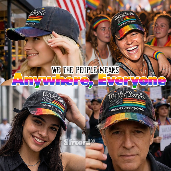 Rainbow Freedom Pride Distressed Cap
